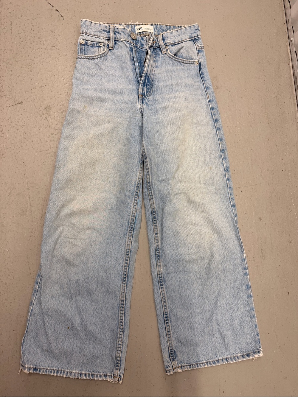 Zara Light Blue Wide-Leg High-Rise Jeans